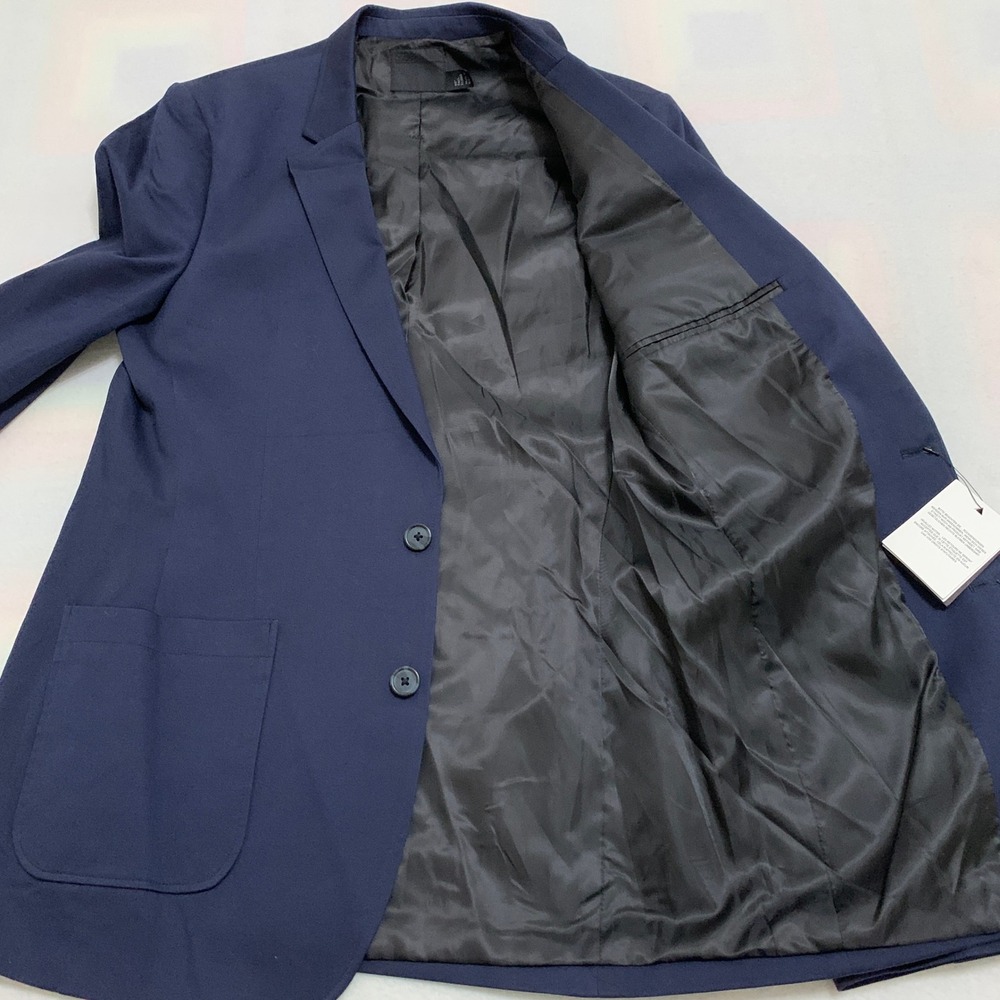 NWT ASOS Men's Navy Blue Slim Fit Blazer Jacket 40 Tall X-Long Cotton Blend - Picture 7 of 16